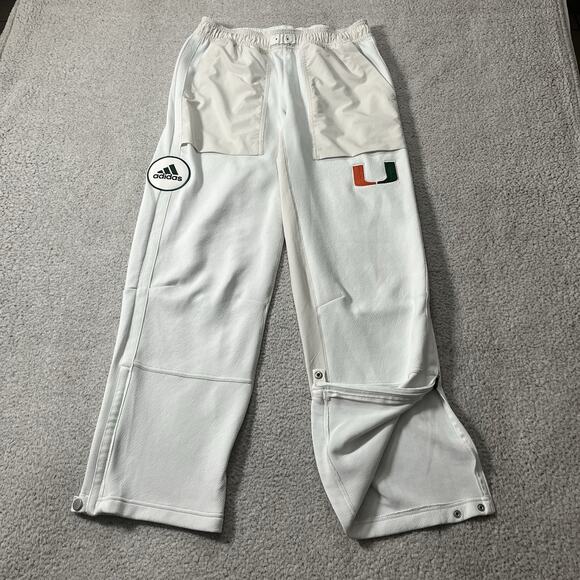 Miami Hurricanes Sweatpants Mens Large Joggers Adidas Pants Stretch NCAA - Picture 11 of 16